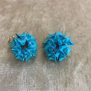 Vintage Blue floral Clip on earrings